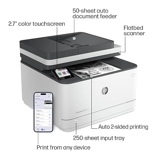 HP Laserjet Pro MFP 3101fdw Wireless Black & White All-in-One Laser Printer, Scanner, Copier, Fax, Best-for-Office (3G628F) thumbnail 4