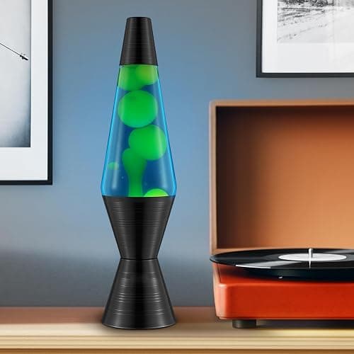 Lava The Original Lamp - 14.5'' Vinyl Record Grooved Base - Classic Liquid Motion Lamp - Yellow and Blue Liquid - Item #2020 (Amazon Exclusive) thumbnail 2