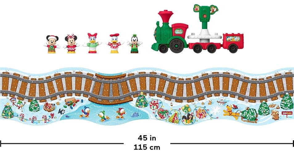 Fisher-Price Little People Disney Jr Musical Christmas Train Toy | Playset & 5 Figures Incl Mickey & Minnie, 45-inch Playmat, Toddlers & Kids Ages 18+ Months thumbnail 2