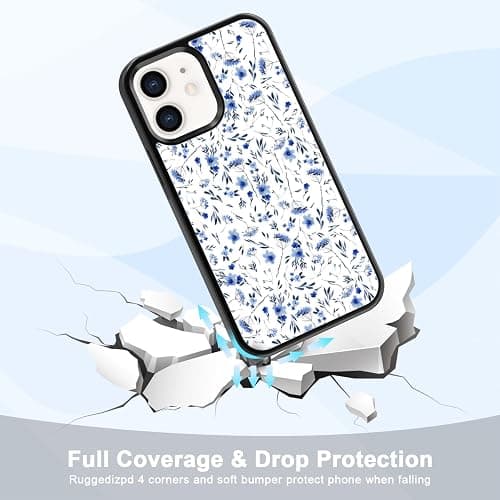 Axulimin Cute Blue Flower Floral Aesthetic Phone Case for iPhone 12 Mini Case for Teen Girls Women Kids Girls -5.4Inch thumbnail 3