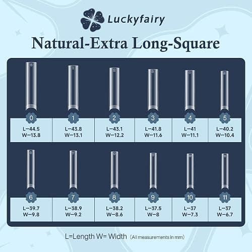 Luckyfairy XXL Nail Tips Square 120 Pcs 12 Sizes | No C Curve, Pre-buff, Half Cover, 2XL Straight Tapered Gel Acrylic Nail Tips False Nails Gelly Tips, For DIY Salon Home thumbnail 7
