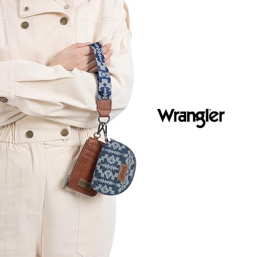 Wrangler Aztec Keychain Wristlet Wallets for Women Western Dual Pouch Wristlet Credit Card Holder Wallet with Zipper Pocket WG2212-W0051JN thumbnail 2