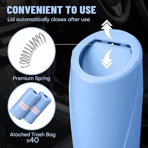 SGLRT Car Trash Can Bin with Lid - 2 Packs Car Garbage Can Cup Holder - Blue Mini Leakproof Vehicle Garbage Bin with 40pcs Trash Bags-Automobile Organizers and Storage for Front Back Seat Accessories thumbnail 6
