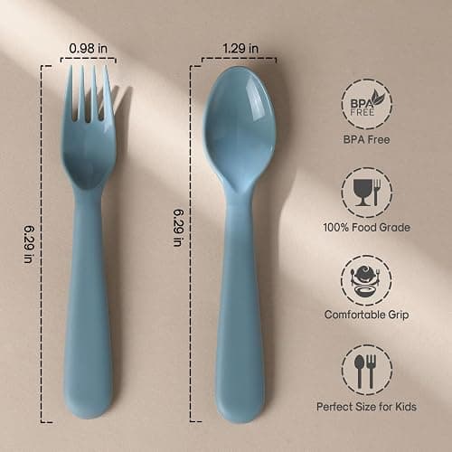 12 Pieces Toddler Utensils Set, Plastic Spoons and Forks Set for Kids, Children Safe Flatware, Plastic Reusable Cutlery, BPA Free, Dishwasher Safe thumbnail 3