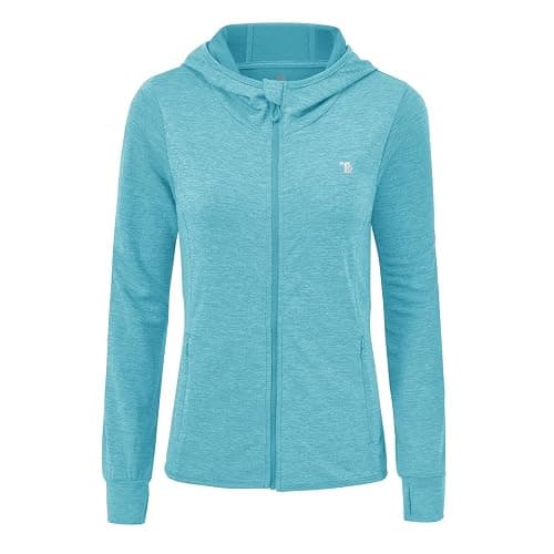 donhobo Damen Laufjacke Sportjacke Trainingsjacke Langarm Fitness Yoga Jacke Leicht Atmungsaktive Full Zip Sweatjacke mit Taschen Daumenloch - XS - Himmelblau - Image 1