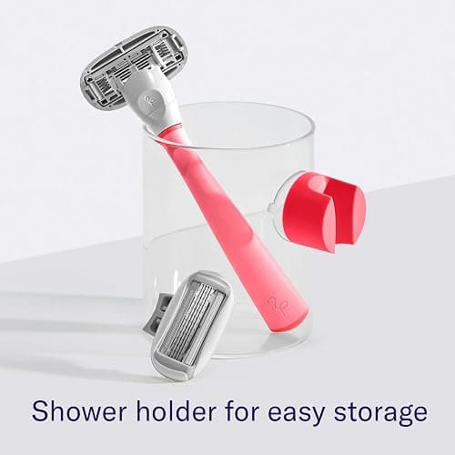 Flamingo Shaving Razor Set for Women - Original Razor Handle, 4 Blade Refills, and Shower Holder - Pink thumbnail 5