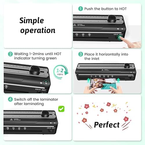 Laminator Machine 9 Inch Laminating Machine - A4 Cold Thermal Laminator Machine with Laminating Sheets, 8.5 x11 Personal Laminators for Teachers 90s Warm up, A4/A5/A6 Laminators for School Home thumbnail 5