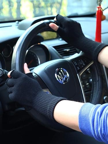 Pangda Knit Fingerless Gloves for Women Men Winter Wrist Half Finger Stretchy Gloves Lengthen 3.54 Inches Wrist Mittens thumbnail 6