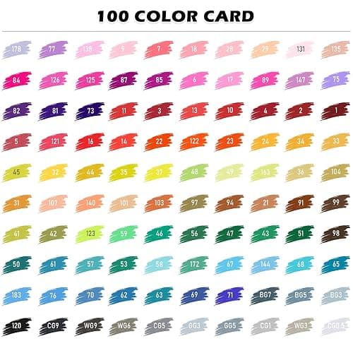 ABEIER 100 Colours Alcohol Brush Markers Double Tipped Brush & Chisel Tip Sketch Pens, Brush Marker Pens Artist Art Markers for Adult Coloring and Illustration thumbnail 5