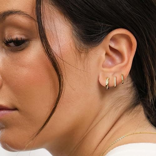 JUNVirtuous 925 Sterling Silver Hoop Earrings for Women Hypoallergenic Silver Small Huggie Hoop Earrings for Women Stack Sets for Multiple Piercing Trendy Jewelry aretes de plata 925 para mujer thumbnail 3