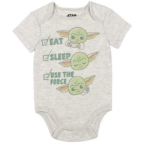 STAR WARS Chewbacca C-3PO R2-D2 Darth Vader Yoda 5 Pack Short Sleeve Bodysuits Newborn to Infant thumbnail 4