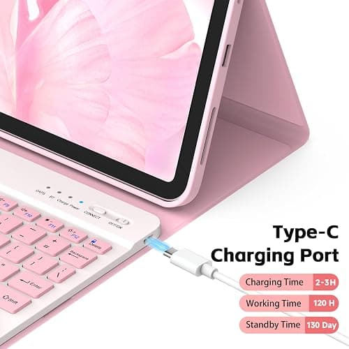 FUWANG For iPad Air 11 inch Case with Keyboard for M3 2025/M2 2024 & Air 5th/4th Gen 10.9 inch, Detachable Magnetic Keyboard Case with Pencil Holder – US Layout Light Pink thumbnail 3