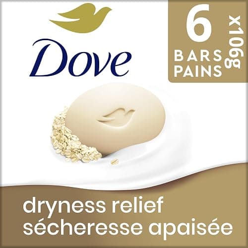 Dove Beauty Bar Soap for Calm, Replenished Skin, Oatmeal and Rice Milk Scent Tranquil and Hydrated Skin 106g (Pack of 6 bars) thumbnail 2