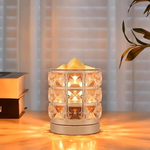 Crystal Wax Melt Warmer Candle Wax Warmer for Scented Wax 2 in 1 Wax Melts Fragrance Warmer Wax Cubes Melter Home Office Deco Night Light Valentines Day Birthday Gifts for Women Mom Girl(02-Gold) thumbnail 3