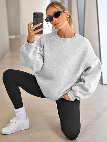 EFAN Womens Oversized Sweatshirts Hoodies Fleece Crewneck Sweaters Casual Tops Comfy Fall Fashion Outfits Winter Clothes 2025 thumbnail 3