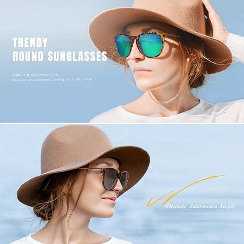 CHBP Polarized Sunglasses for Women Men - Trendy 2025 Vintage Classic Retro Round Mirrored Lens Designer Style thumbnail 6