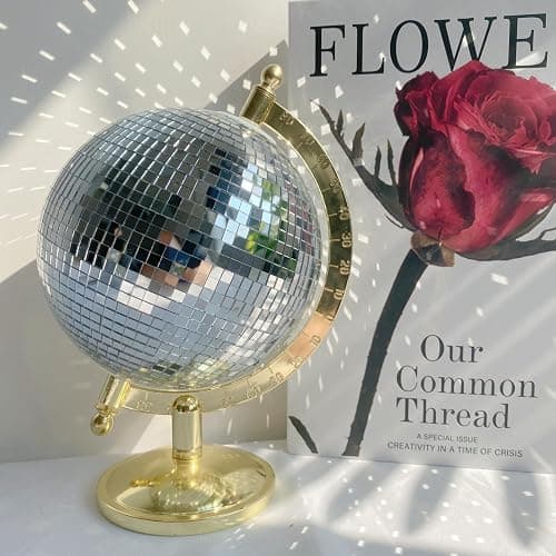 MFGDISCO Disco Ball Globe Home Decor Statues Classic Tabletop Art Sculpture Gold Discoball Unique Western Modern Decorative Aesthetic Sculptures, 6.5" x 6" x 9",Bright Gold thumbnail 8