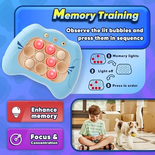 Byserten Handheld Game for Kids 6-12, Sensory Fidget Toys for Kids 8-12, Birthday Gifts for 6 7 8 9 Year Old Boys & Girls & Teens-Blue thumbnail 3