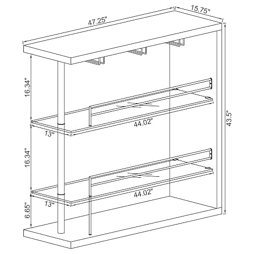 Coaster Home Furnishings - Prescott - Rectangular Wine Table with Clear Tempered Glass Shelves and Stemware Racks - Dining Room & Home Bar - White - 100167 thumbnail 3