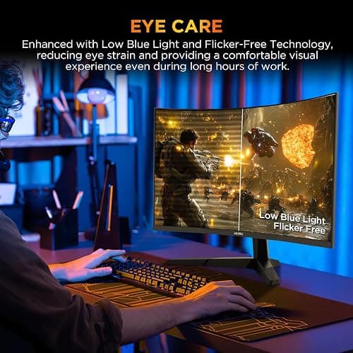 KOORUI 25 Inch Curved Gaming Monitor 240Hz FHD 1080P Computer Monitor, 1500R 1ms MPRT Display, Adaptive Sync, 90% DCI-P3,HDR, Eye Care, Tilt Adjustable, VESA 75x75mm, Black,G2511XC thumbnail 8