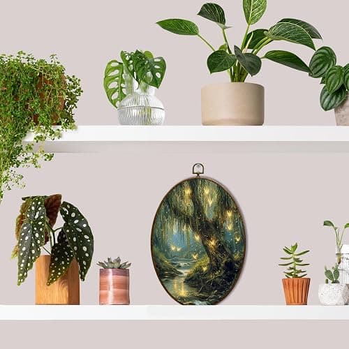 JQF Vintage Enchanted Forest Willow Tree Oval Wall Decor, Rustic Cottagecore Oval Canvas Wall Art, Dark Academia Nature Framed Prints Hanging Decor for Home Bedroom Living Room, 8.5x11.5 Inch thumbnail 5