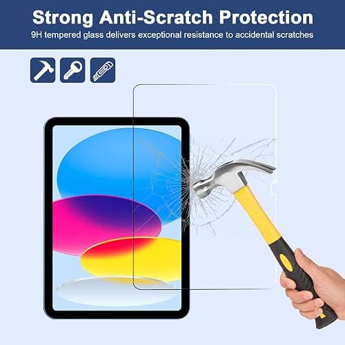 BLOSOMEET 2 Pack Screen Protector for iPad 11th A16 2025 & 10th Generation 10.9 Inch 2022, HD Clear 9H Hardness Tempered Glass [Face ID & Apple Pencil Compatible] Ultra Sensitive Case Friendly thumbnail 5