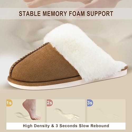 Parlovable Women's Fuzzy Slippers Memory Foam Fluffy Winter House Shoes Suede Faux Fur Slippers Indoor Outdoor thumbnail 5