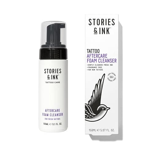 Stories & Ink Tattoo Care | AFTERCARE FOAM CLEANSER for fresh tattoos - For Fresh Tattoos, Soothes Skin, Ultra Gentle Soap, Sulfate Free, Fragrance-free, Vegan & Cruelty-free, 150 mL / 5.1 Fl Oz - Image 1