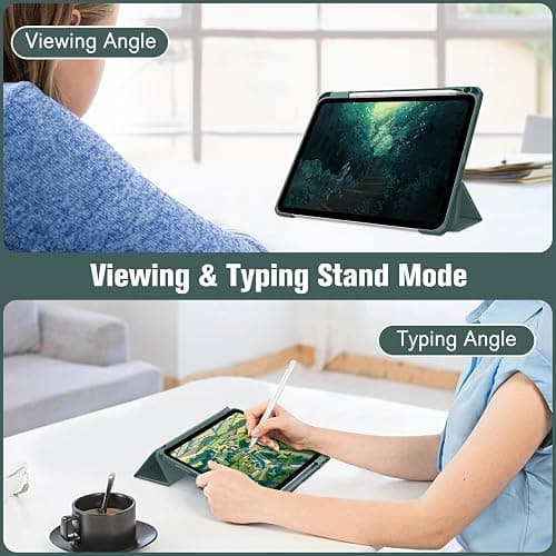 Fintie Hybrid Slim Case for iPad (A16) 11th Generation 11 Inch (2025), iPad 10th Generation 10.9 Inch (2022) - Shockproof Cover with Clear Transparent Back Shell & Pencil Holder, Midnight Green thumbnail 4