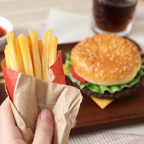 Joeabor Artificial Hamburger & 12 Artificial French Fries Realistic Fake Food for Display Faux Burger for Decoration Fake Food Props thumbnail 8