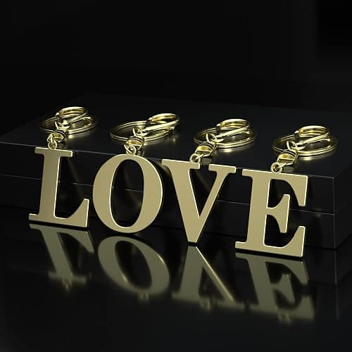 Stainless Steel Gold Letter A-Z Keychain for Women Men, Initial Letter Pendant with Key Ring, Charms for Key Backpack Bag thumbnail 6