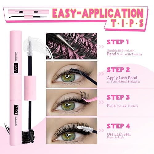 DIY Eyelash Extension Kit D-Curly Wispy Volume Lash Clusters Individual Lashes Lash Extension Kit with Lash Bond and Seal Applicator Tool for Self Application at Home (80P-280Pcs-Mix10-16mm-0.07D) - F22-Classic 80D Kit thumbnail 7