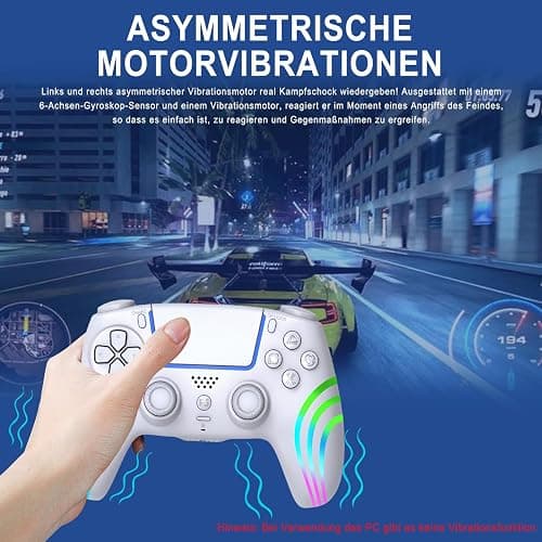 AriKroii Manette sans fil pour PS5/PS5 Slim/PS5 Pro, compatible PS5/Steam/PC avec tir continu turbo/fonction macro/fonction gyroscopique à double vibration/fonction gyroscopique à 6 axes (blanc) thumbnail 4