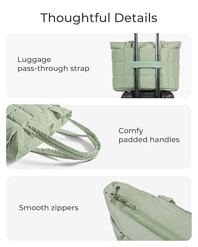 BAGSMART Expandable Tote Bag for Women, Puffer Work Tote Handbag, Quilted Carry On Bag for Travel Gym thumbnail 7
