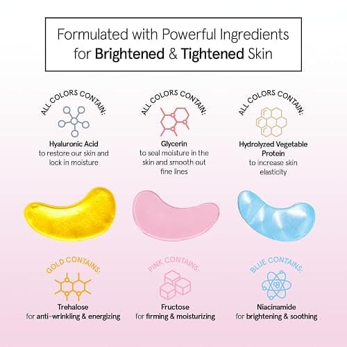 grace & stella Under Eye Mask - Reduce Dark Circles, Puffy Eyes, Undereye Bags, Wrinkles - Gel Under Eye Patches, Vegan Cruelty-Free Self Care (72 Pairs, GoldPinkBlue) thumbnail 2