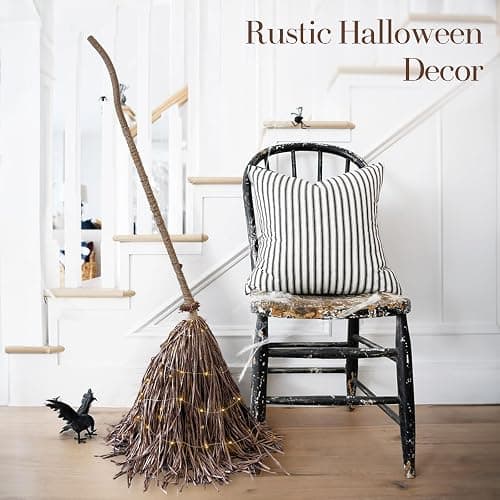 Halloween Decorations - Fall Decor for Home - 5.5 Ft Giant Light-Up Witches Broom - Rustic Farmhouse Decoration for Indoor Outdoor Front Door Porch thumbnail 6