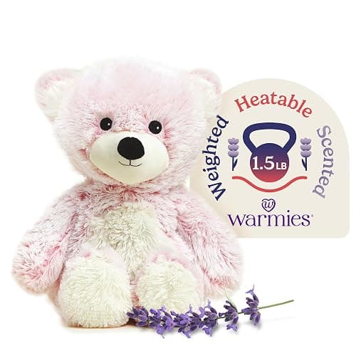 warmies Microwavable & Weighted Stuffed Animals, Pink Bear - Heated Stuffed Animal Plushie for Warmth & Comfort - Cute Soft Plush Toys for Adults & Children (Boys, Girls, Babies & Toddlers) - Image 1