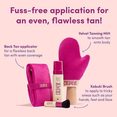 Coco & Eve Bali Bae Self Tan Set (Ultra Dark). All Natural Sunless Tanning Mousse. Instant Self Tanning Lotion with Bronzer, Mitt Applicator, Kabuki Brush and Back Applicator for Flawless Application. thumbnail 3