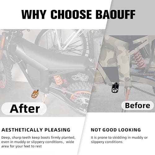 BAOUFF Dirt Bike Foot Pegs for Tutti Soleil01,CNC 7075 Aluminum FootPegs Rest Pedal for Tuttio Soleil 01 Off-Road EBike-Black thumbnail 4