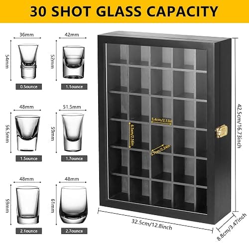 Invech Vitrine Murale pour 30 Verres à Liqueur avec Porte et étagère Amovible, Rangement pour Verres à Liqueur pour décoration de Bar à Domicile thumbnail 3
