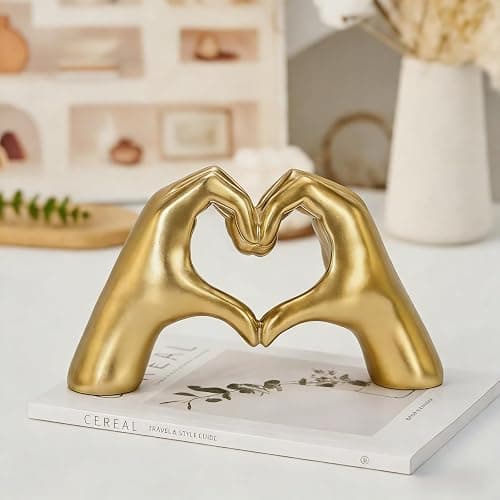 Gold Decor for Singer Fans Lover Merch Heart Hands Sculpture, Home Decor Living Room Accent Decor Love Statue for Bedroom Bookshelf Coffe Table Aesthetics Decorations Gifts for Women Mom Girlfriend - Image 1