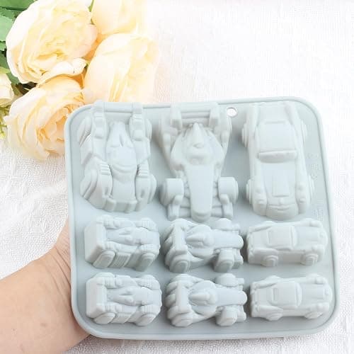 9 Cavity Racing Car Silicone Molds Car Themed Candy Mold For Chocolate Candy thumbnail 5