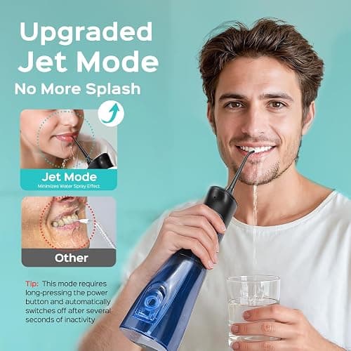 COSLUS C50 Water Flosser for Teeth: 4 Modes & 5 Intensities Water Dental Pick with MDL Accepted for Orthodontic, Braces & Gums Care - Portable for Travel, 4 Tips for Family Use, BPA-Free, Black thumbnail 4
