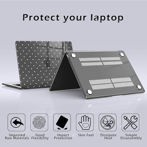 BlHMCASE Compatible with MacBook Pro 13 inch Case M2 2025, 2024-2016 A2338 M1 A2251 A2289 A2159 A1989 A1708 A1706, Cute White Polka Dot Protective Hard Shell Clear Black Cover for Mac Pro 13 thumbnail 6