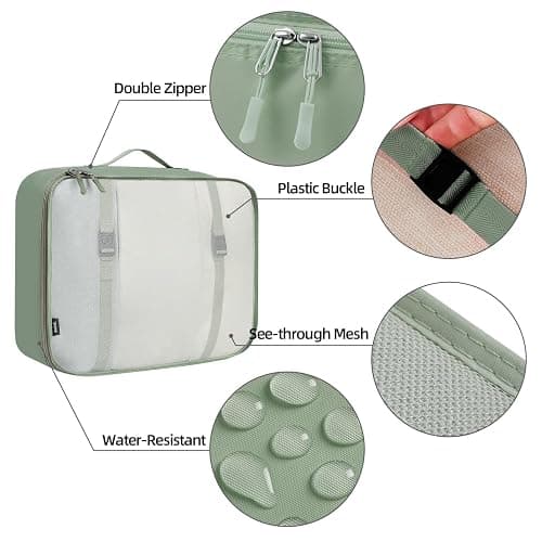 BAGAIL 10 Set Packing Cubes Various Sizes Packing Organizer for Travel Accessories Luggage Carry On Suitcase-Matcha Green thumbnail 5