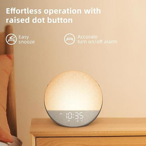 Odokee Sunrise Alarm Clock White Noise Machine: Natural Wake Up Light | Dimmable Clock with Bluetooth Speaker for Bedroom - 25 Sleep Sounds for Baby Adults Kids Cocoa thumbnail 7