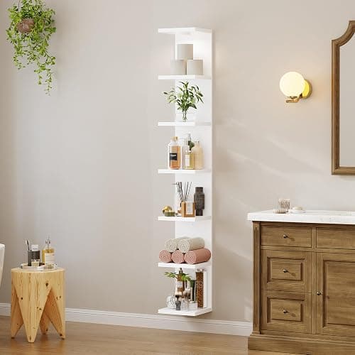 Yuyetuyo 7 Tier Floating Wall Shelf, White Floating Shelves for Wall with LED Light, Versatile Wall Shelf Unit for Bedroom Living Room Bathroom, Lack Shelf for Home Organizer Display thumbnail 5