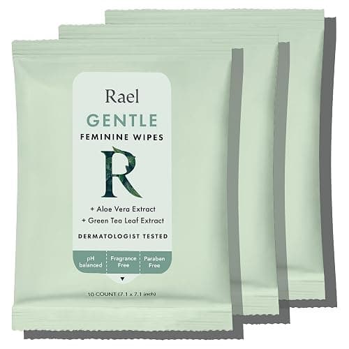 Rael Feminine Wipes, Flushable, Travel Size, All Skin Types, Daily Use (Gentle, 10 Count Pack of 3) - Image 1