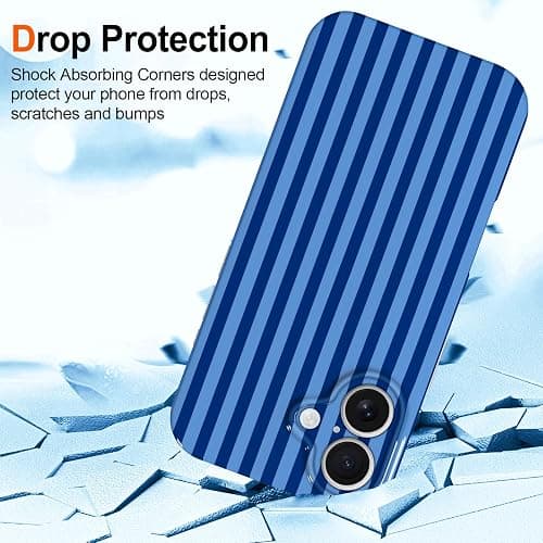 Hython for iPhone 16 Plus Case Cute Striped Aesthetic Design Simple Stripes Cover 6.7", Thin Slim Soft TPU Bumper Shockproof Rubber Protective Phone Cases for Women Girls Girly Boys, Navy Blue thumbnail 4