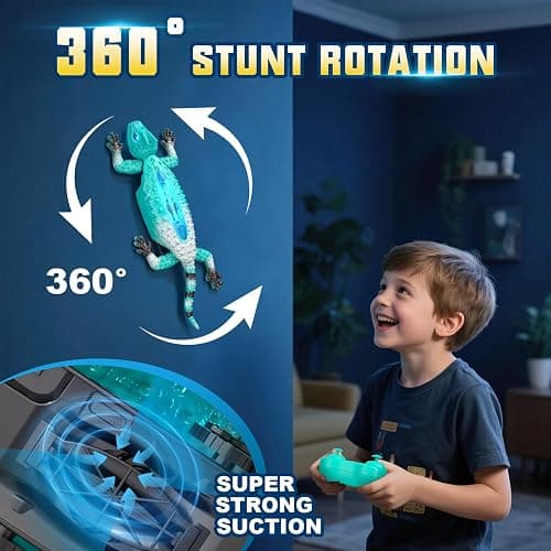 Wall Climbing Gecko, Rechargeable Rc Robot Toys with LED Eyes, Wall Crawler Robot Geckos, Fun Kids Toys, Cool Birthday Gifts for Boys Girls Teens Ages 3 4 5 6 7 8 + thumbnail 7